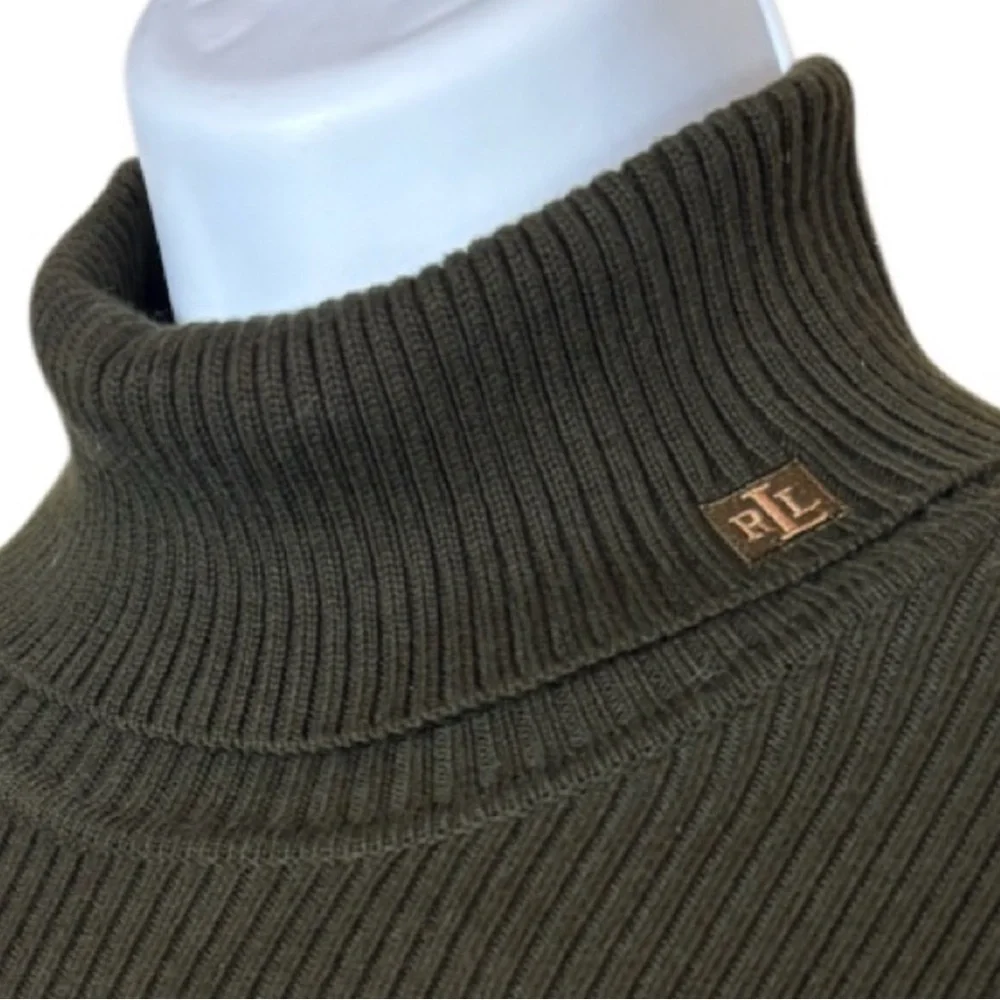 Ralph Lauren Ribbed Turtleneck Sweater Vintage 90s Y2K Olive Green Brown Size XL